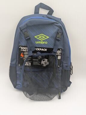 Umbro 16" Soccer Backpack With Front Mesh Ball Pocket & Bottle Holder bag New